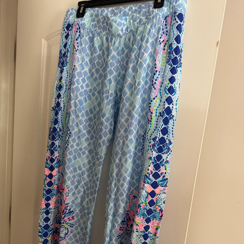 Lilly Pulitzer Bal Harbour Palazzo Pants Large in Hidden Treasure Engine